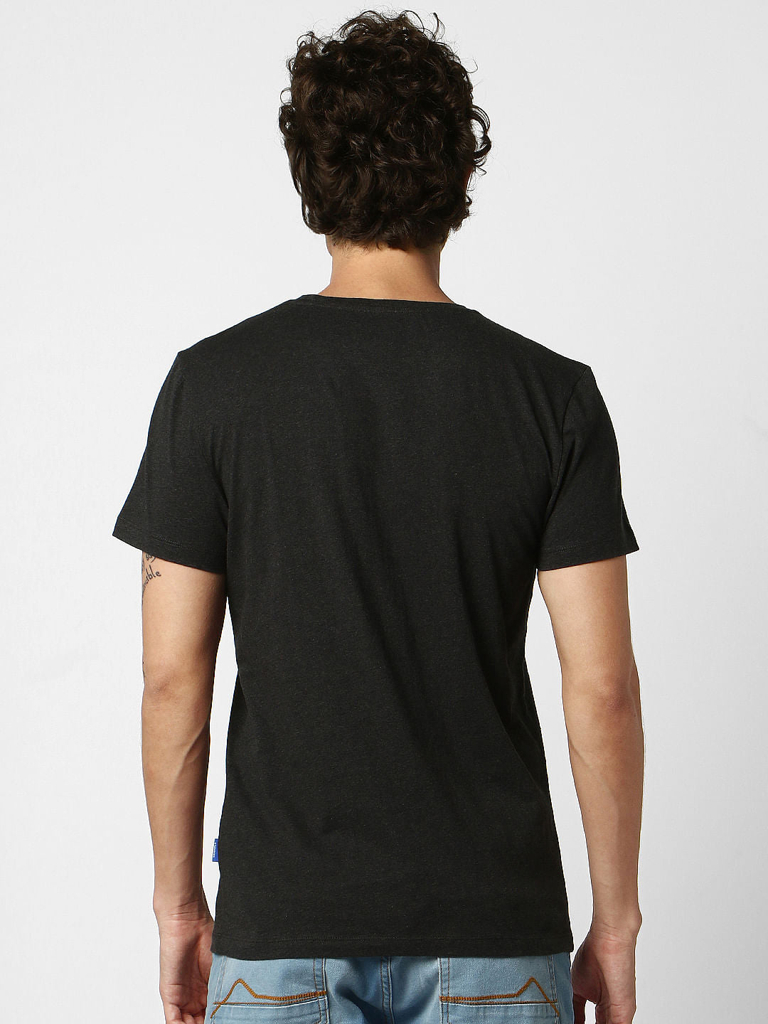 Dark Grey Logo Print Crew Neck T-shirt