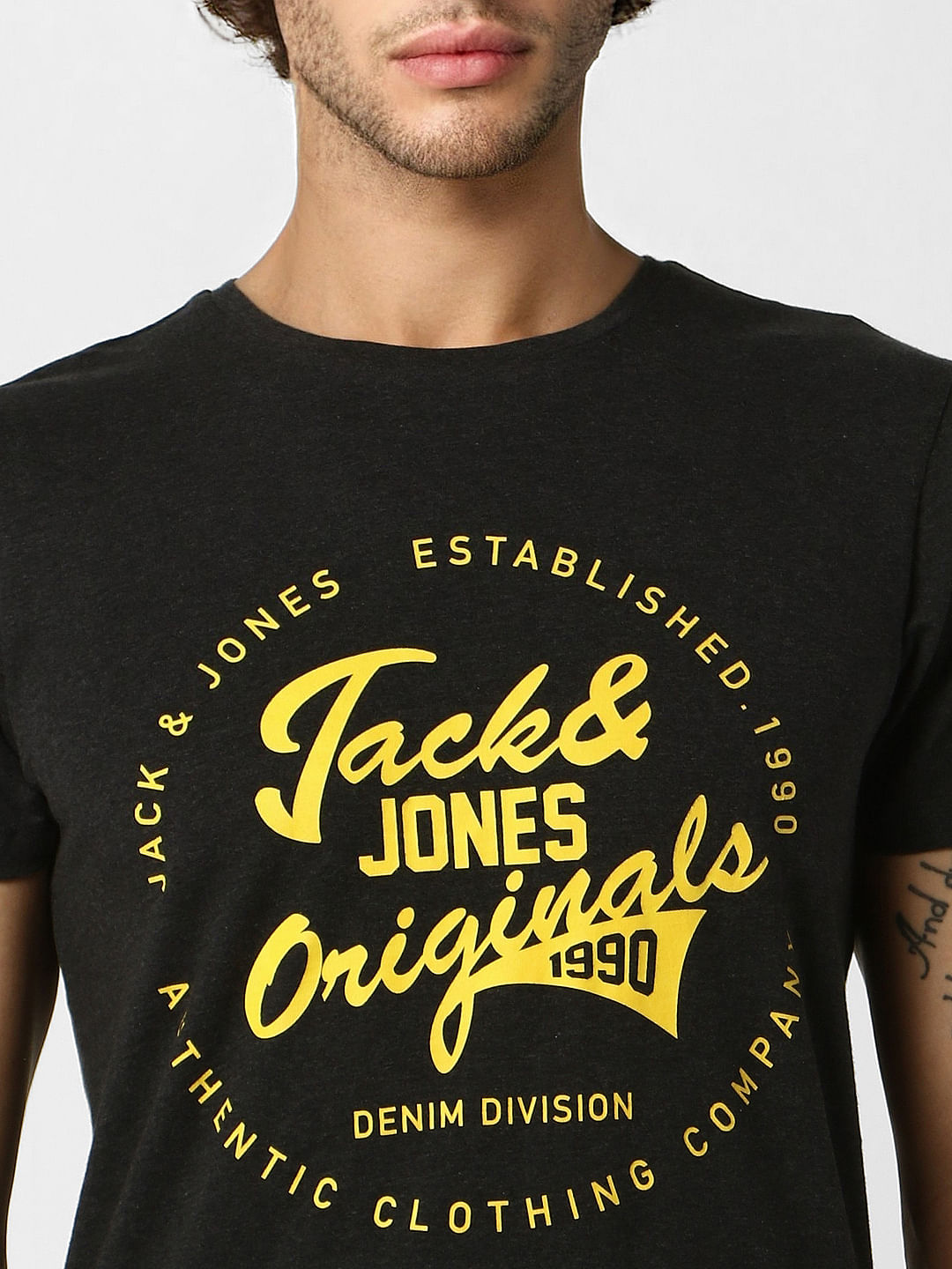 Dark Grey Logo Print Crew Neck T-shirt