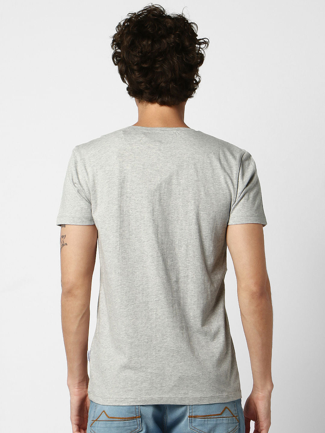 Light Grey Logo Print Crew Neck T-shirt