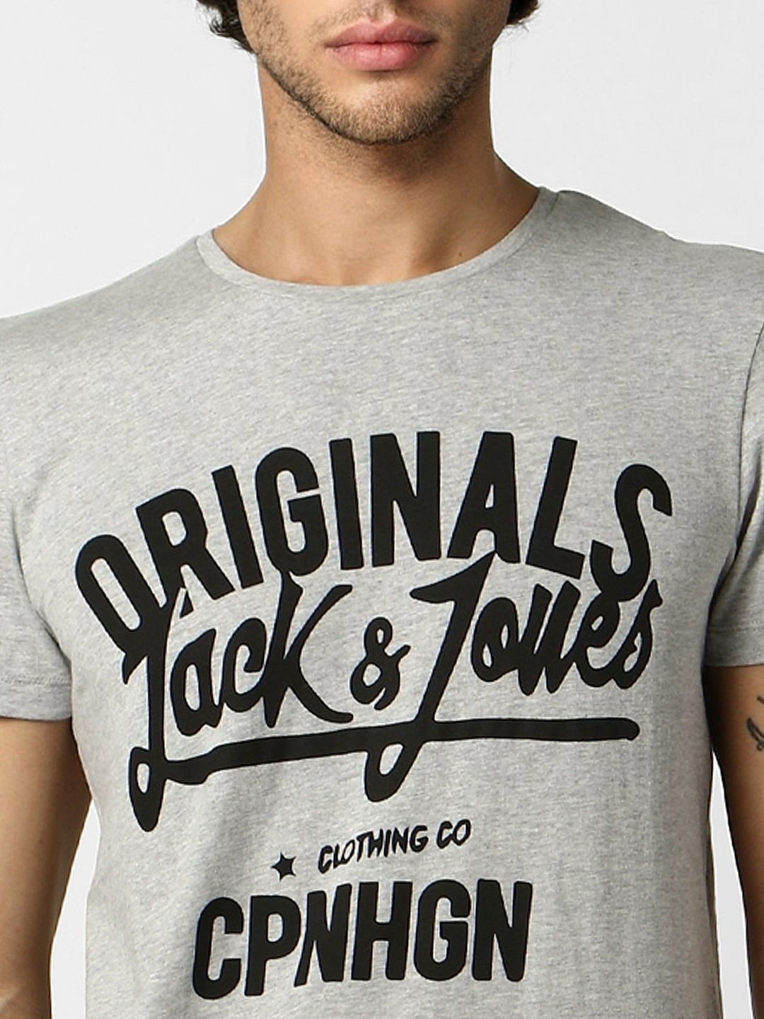 Light Grey Logo Print Crew Neck T-shirt