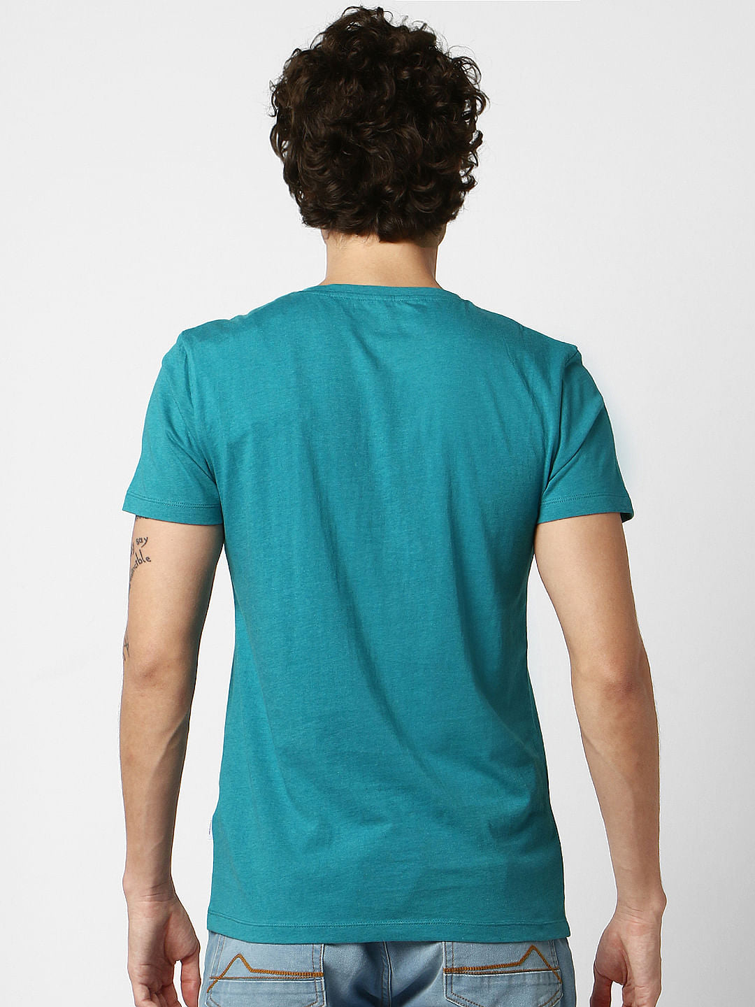 Blue Logo Print Crew Neck T-shirt