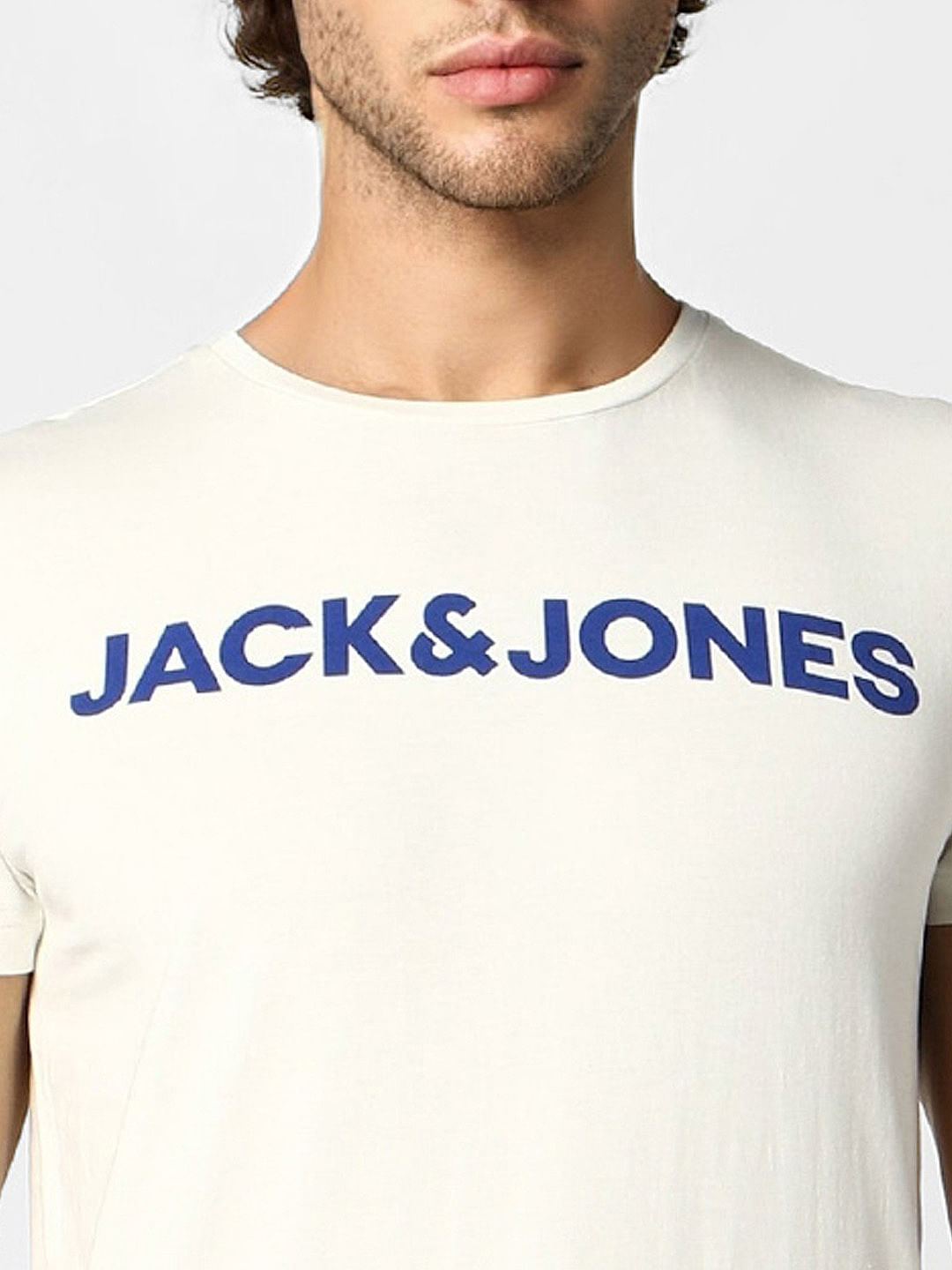 White Logo Print Crew Neck T-shirt