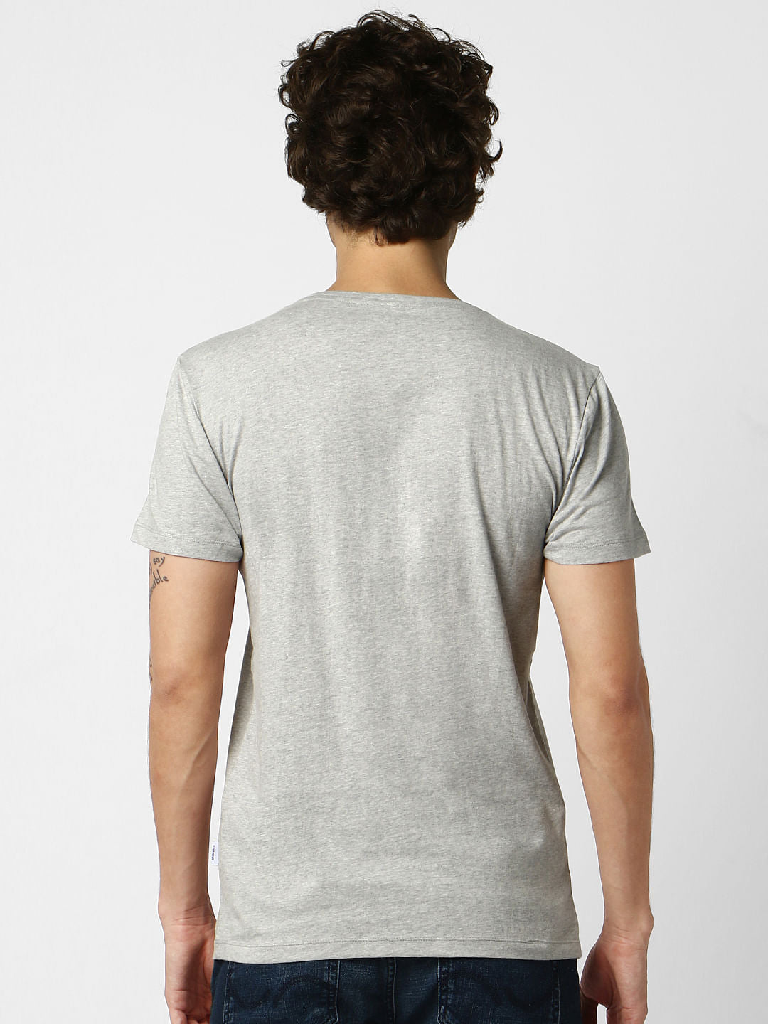 Grey Logo Print Crew Neck T-shirt