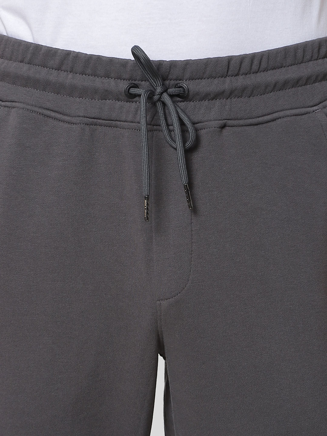 Grey Mid Rise Tape Detail Sweatpants