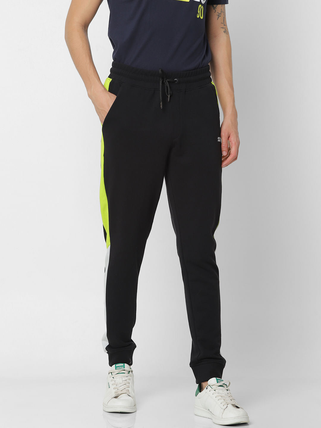 Black Mid Rise Tape Detail Sweatpants