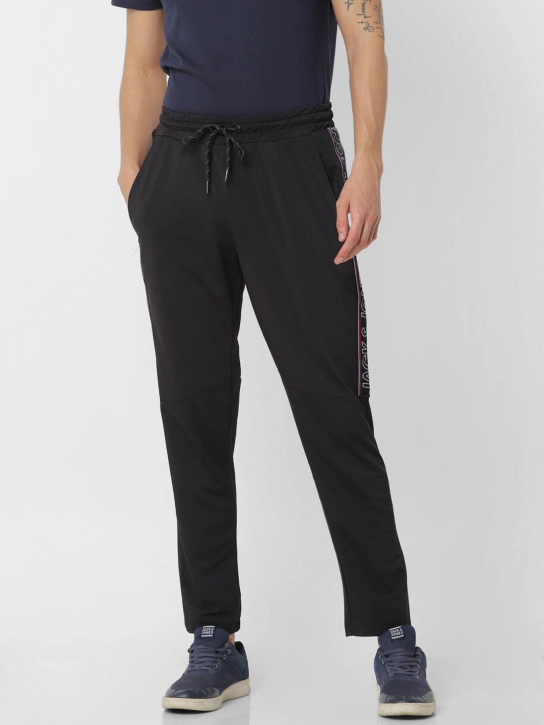 Black Mid Rise Logo Print Sweatpants