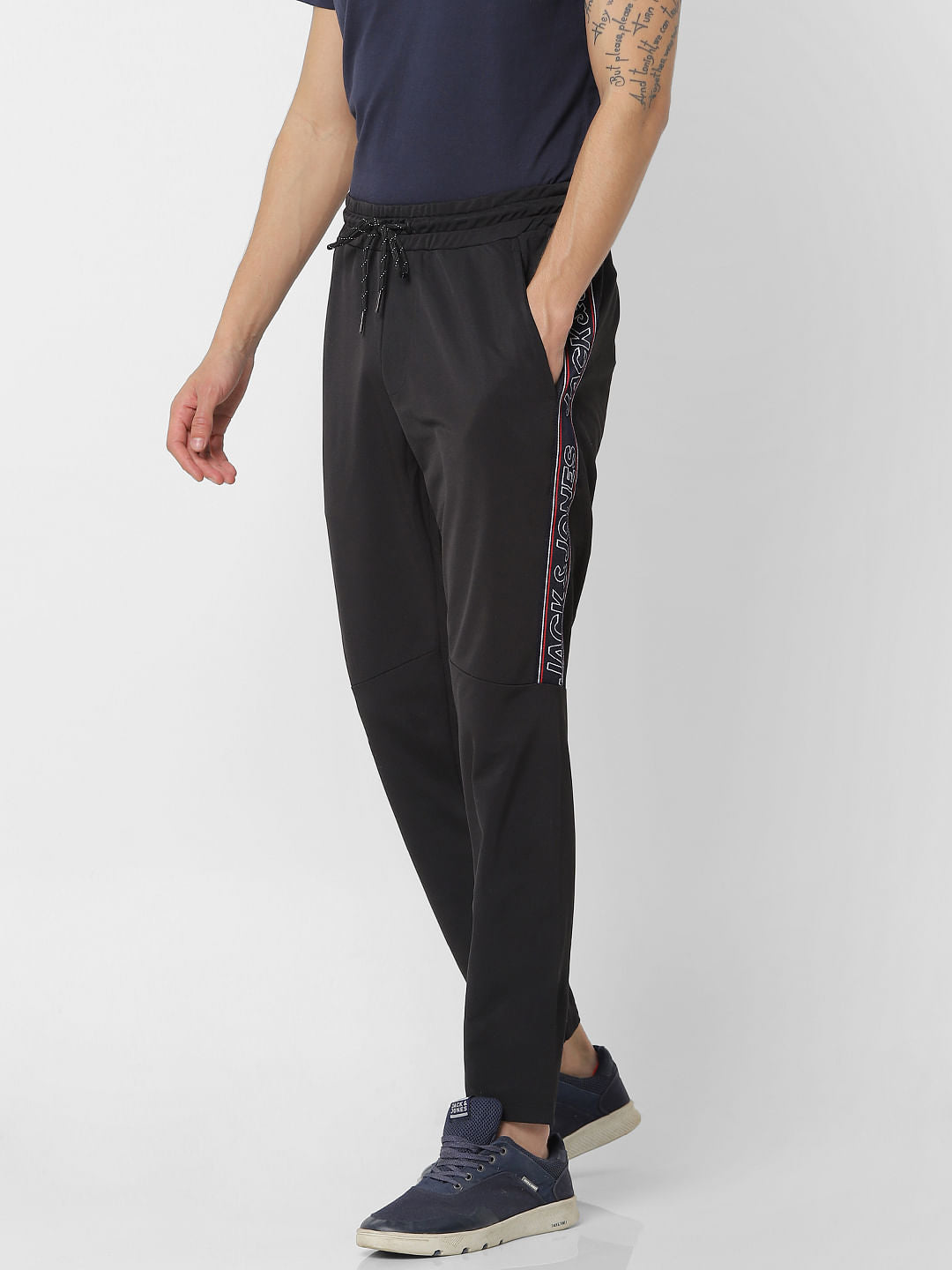 Black Mid Rise Logo Print Sweatpants
