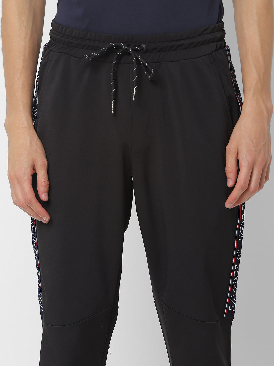 Black Mid Rise Logo Print Sweatpants