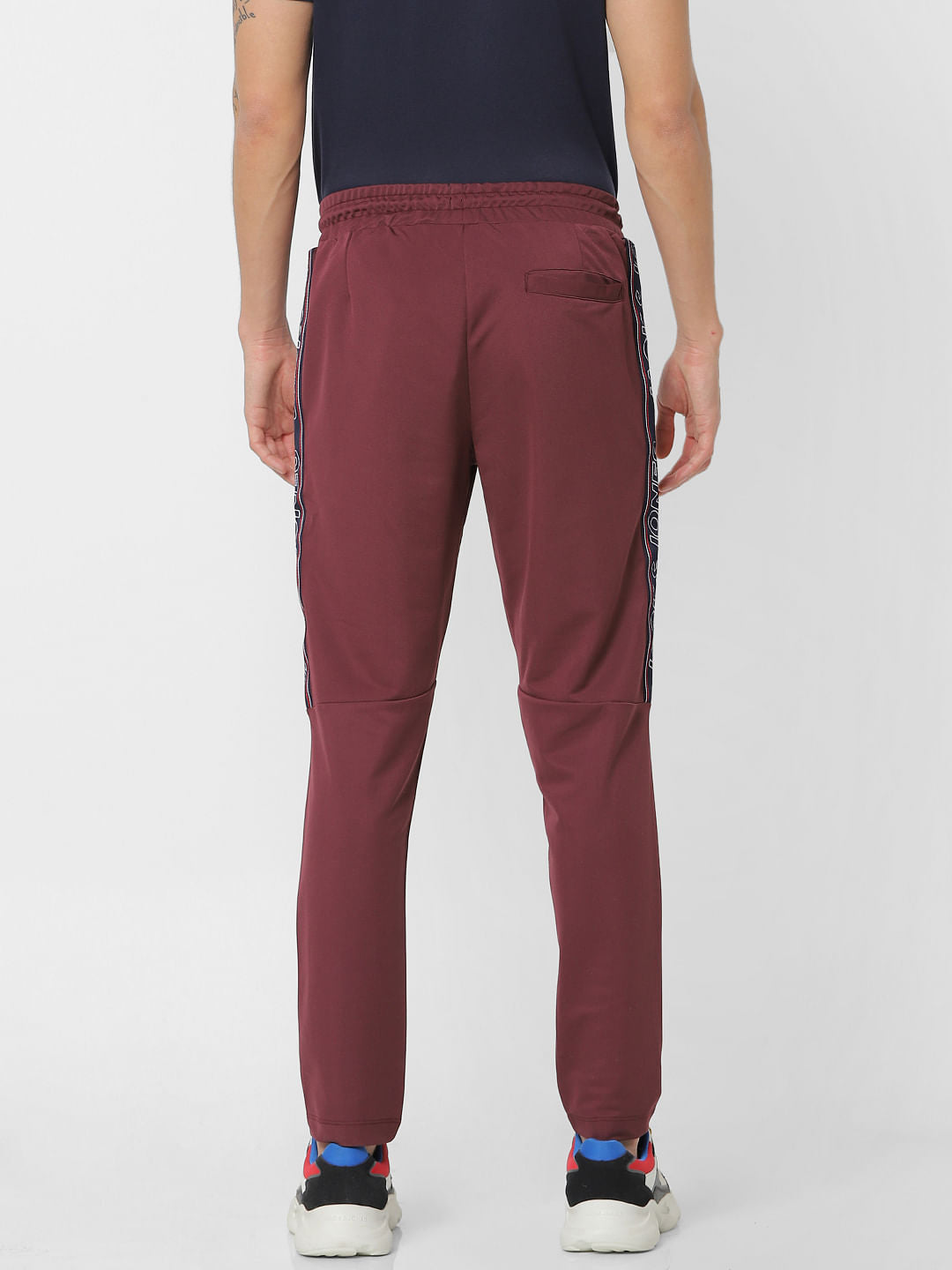 Red Mid Rise Tape Detail Sweatpants