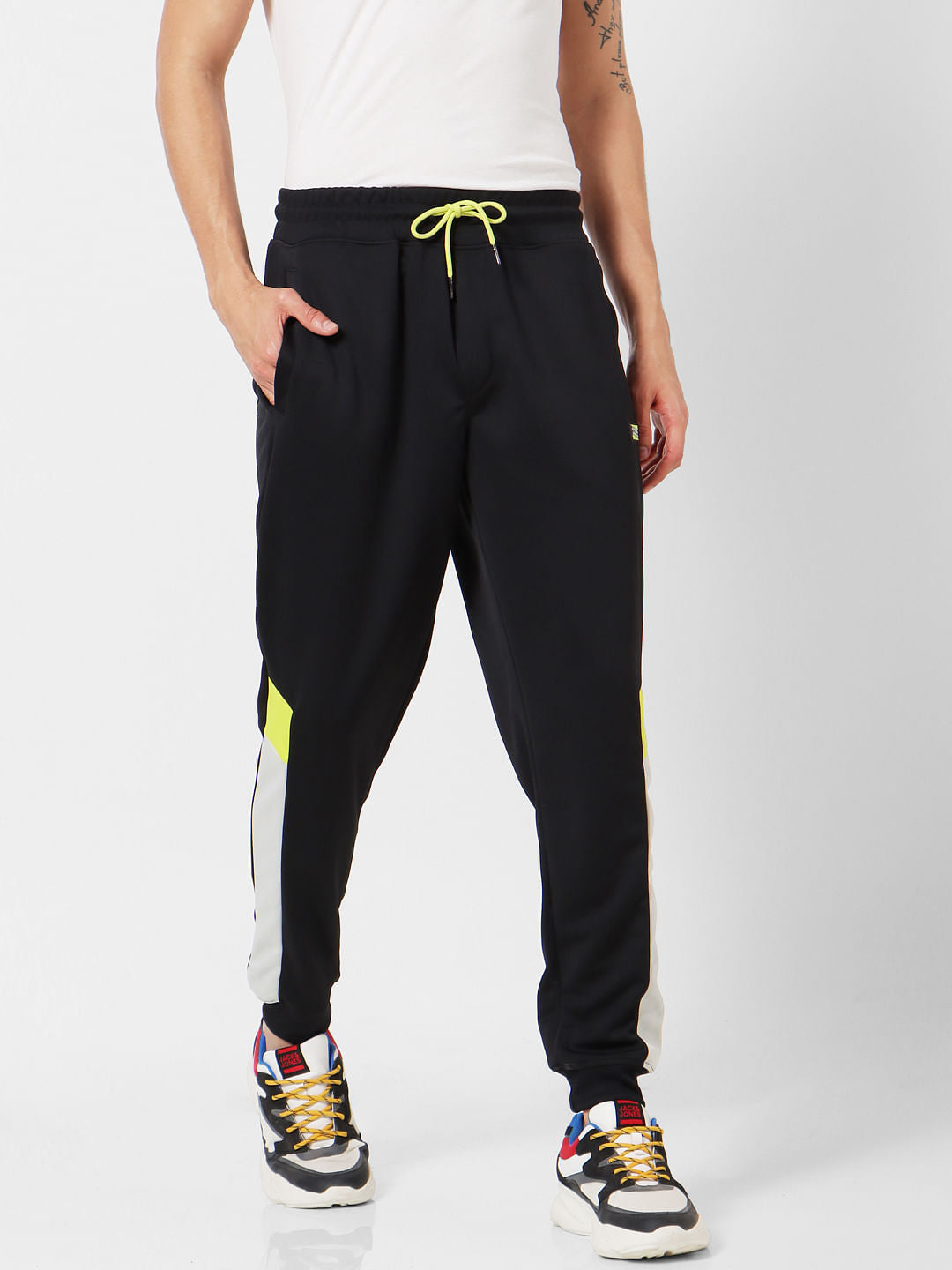 Black Mid Rise Tape Detail Sweatpants