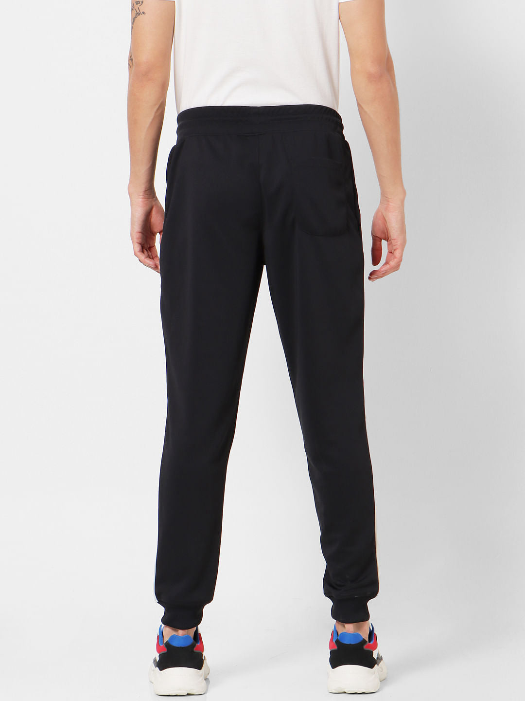 Black Mid Rise Tape Detail Sweatpants