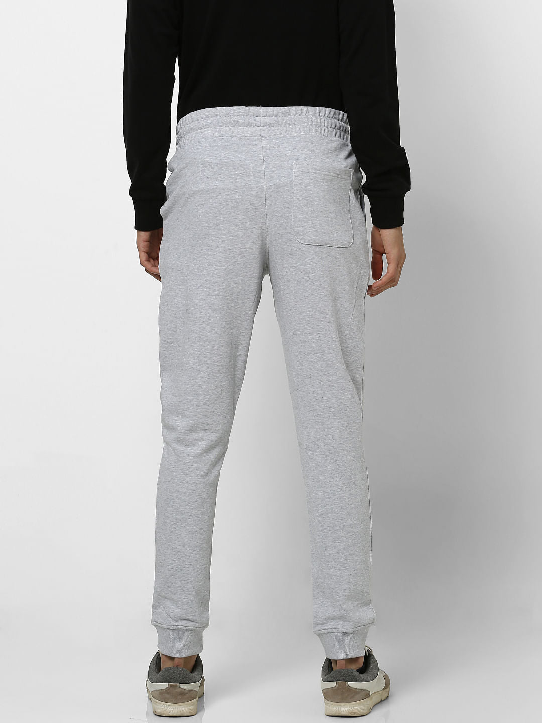 Grey Mid Rise Logo Print Sweatpants