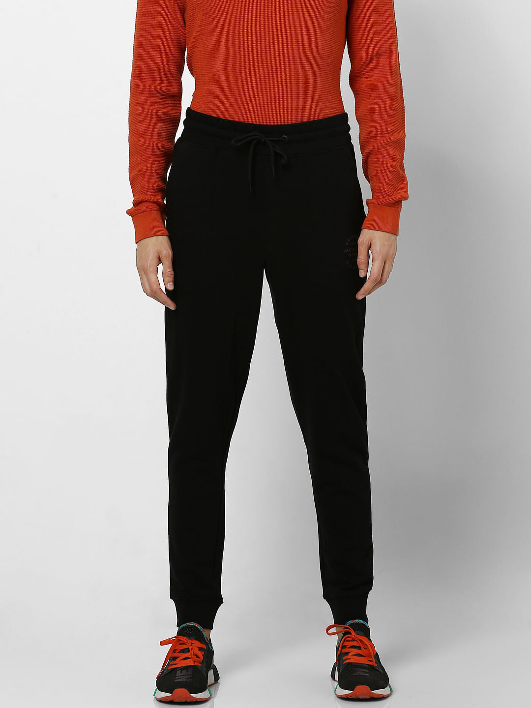 Black Mid Rise Logo Print Sweatpants