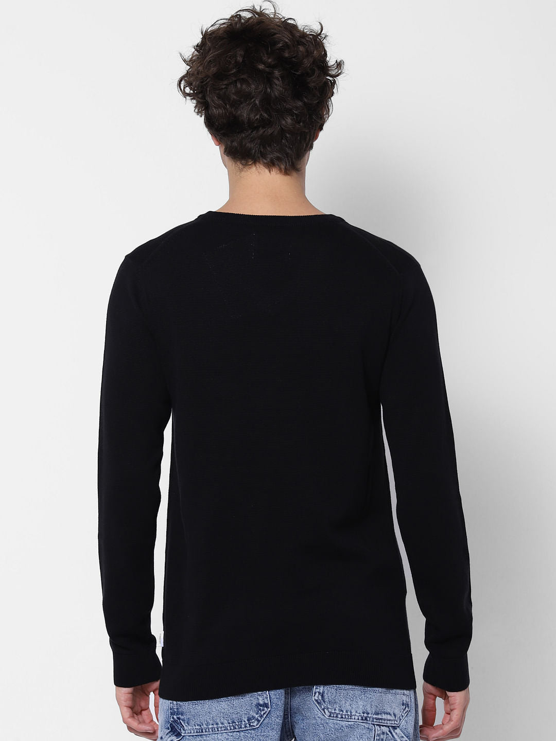 Black V Neck Knit Pullover