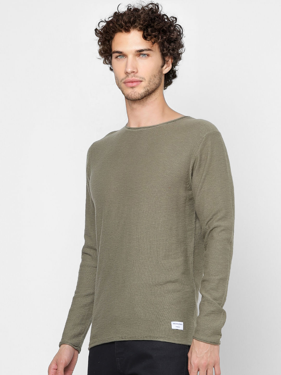 Dusky Green Slub Knit Pullover