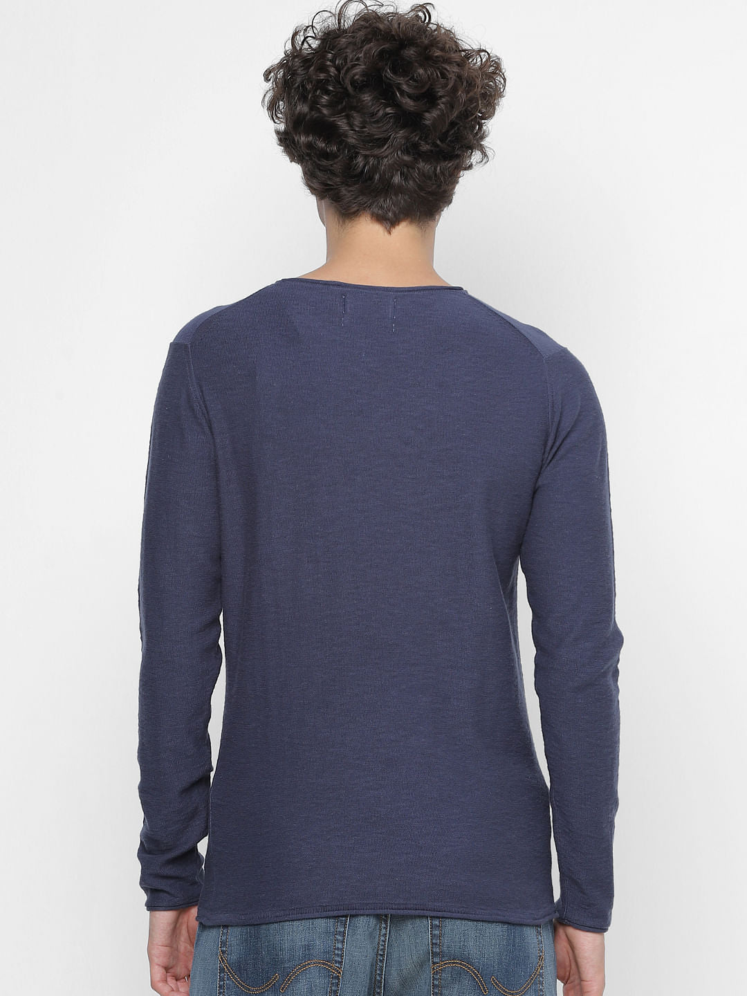 Blue Slub Knit Pullover