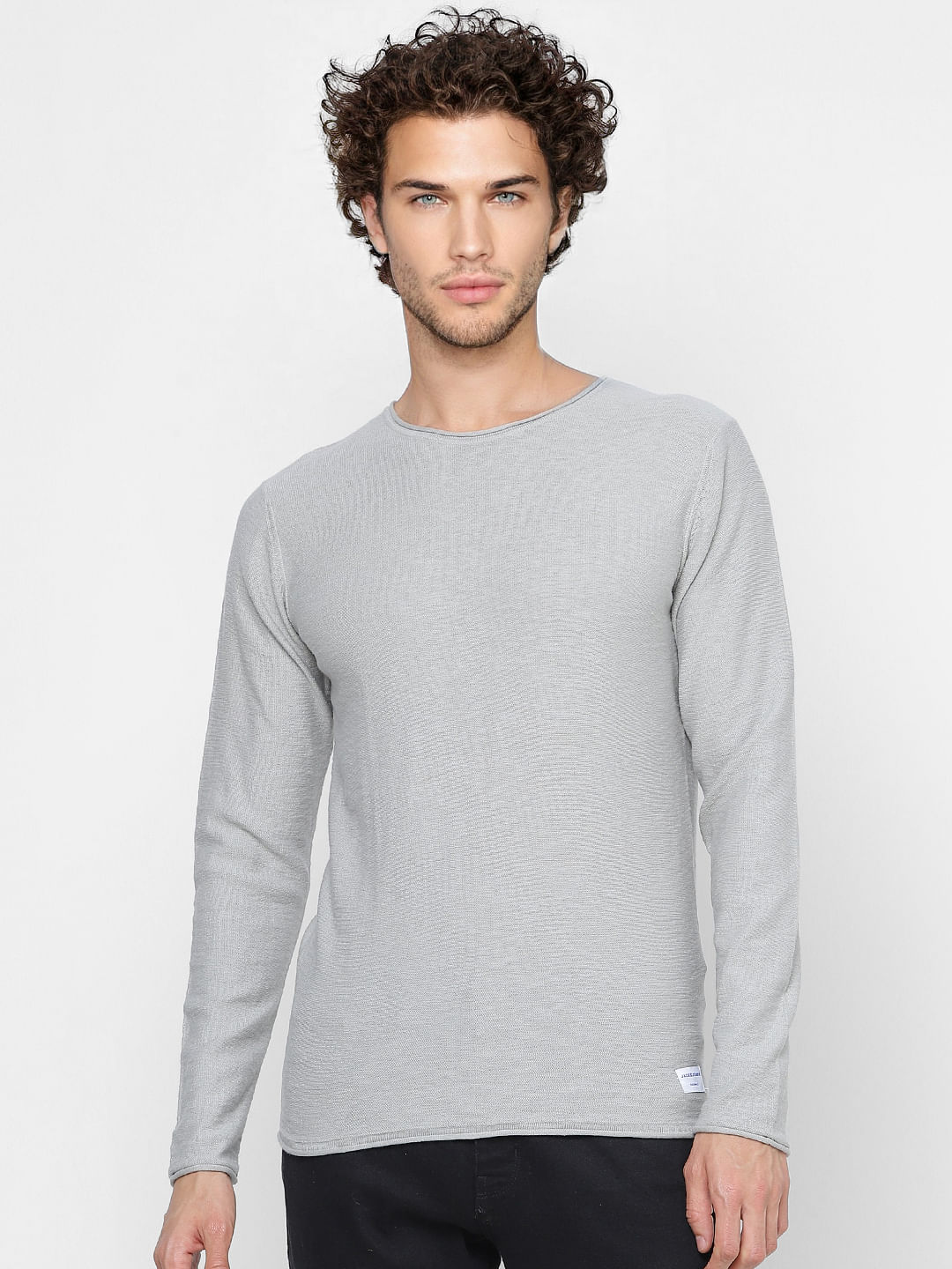 Grey Slub Knit Pullover