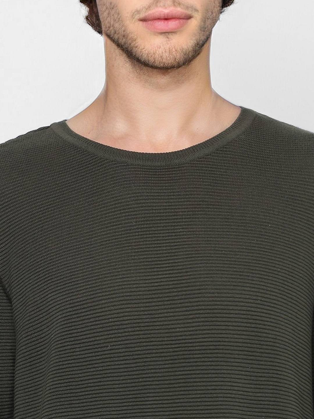 Green Self Design Knit Pullover