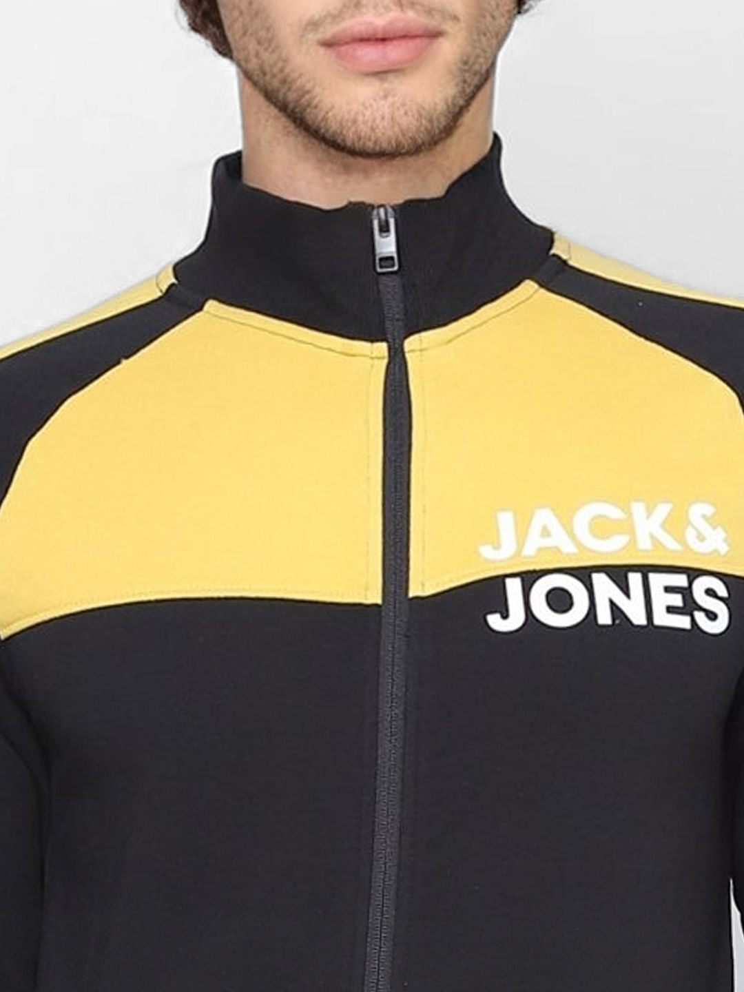 Black Colourblocked Zip Up Sweatshirt