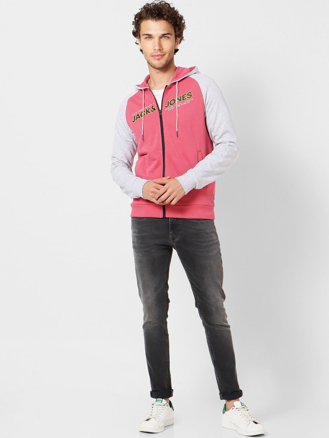 Pink Colourblocked Logo Print Hoodie