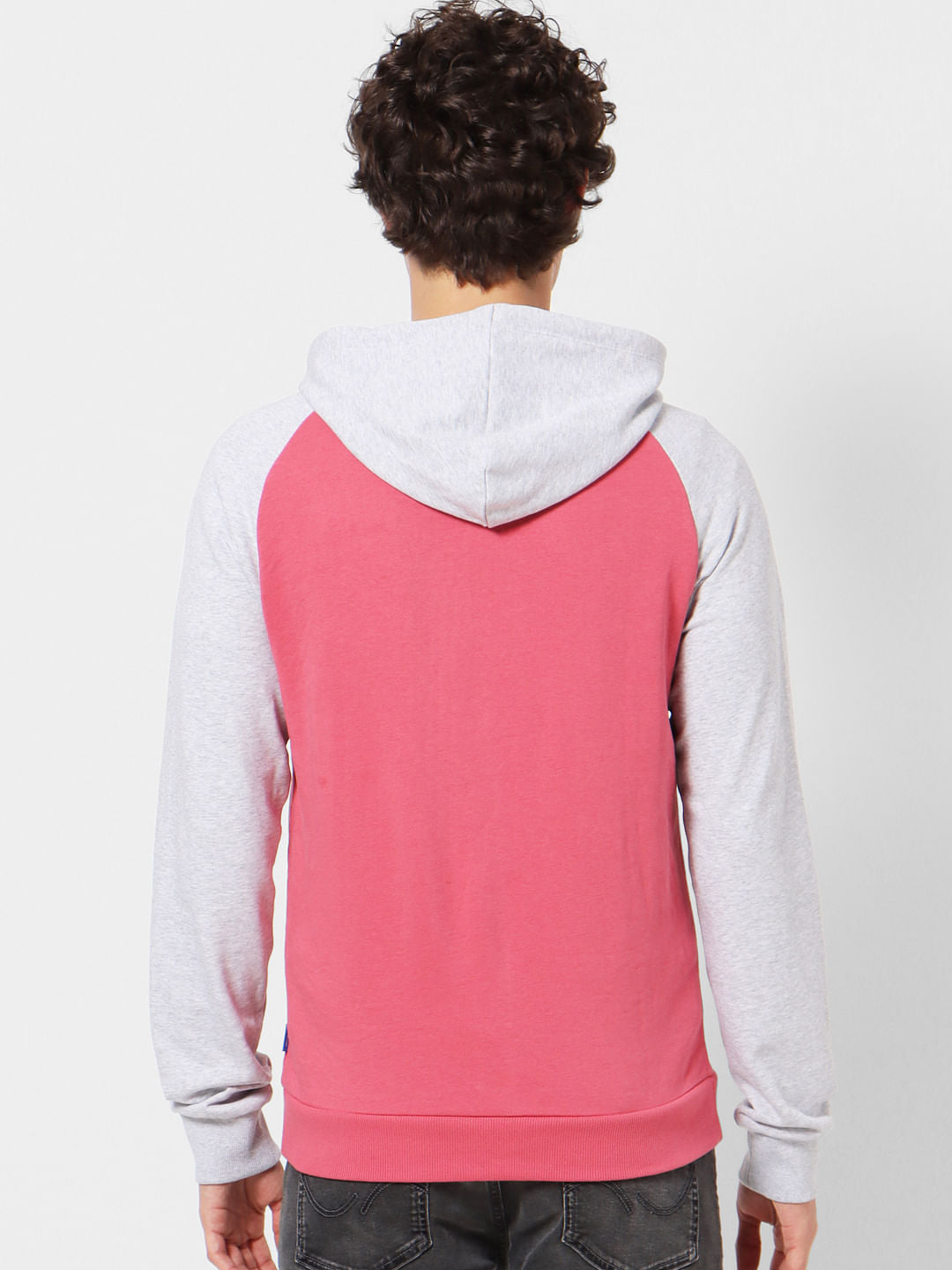 Pink Colourblocked Logo Print Hoodie