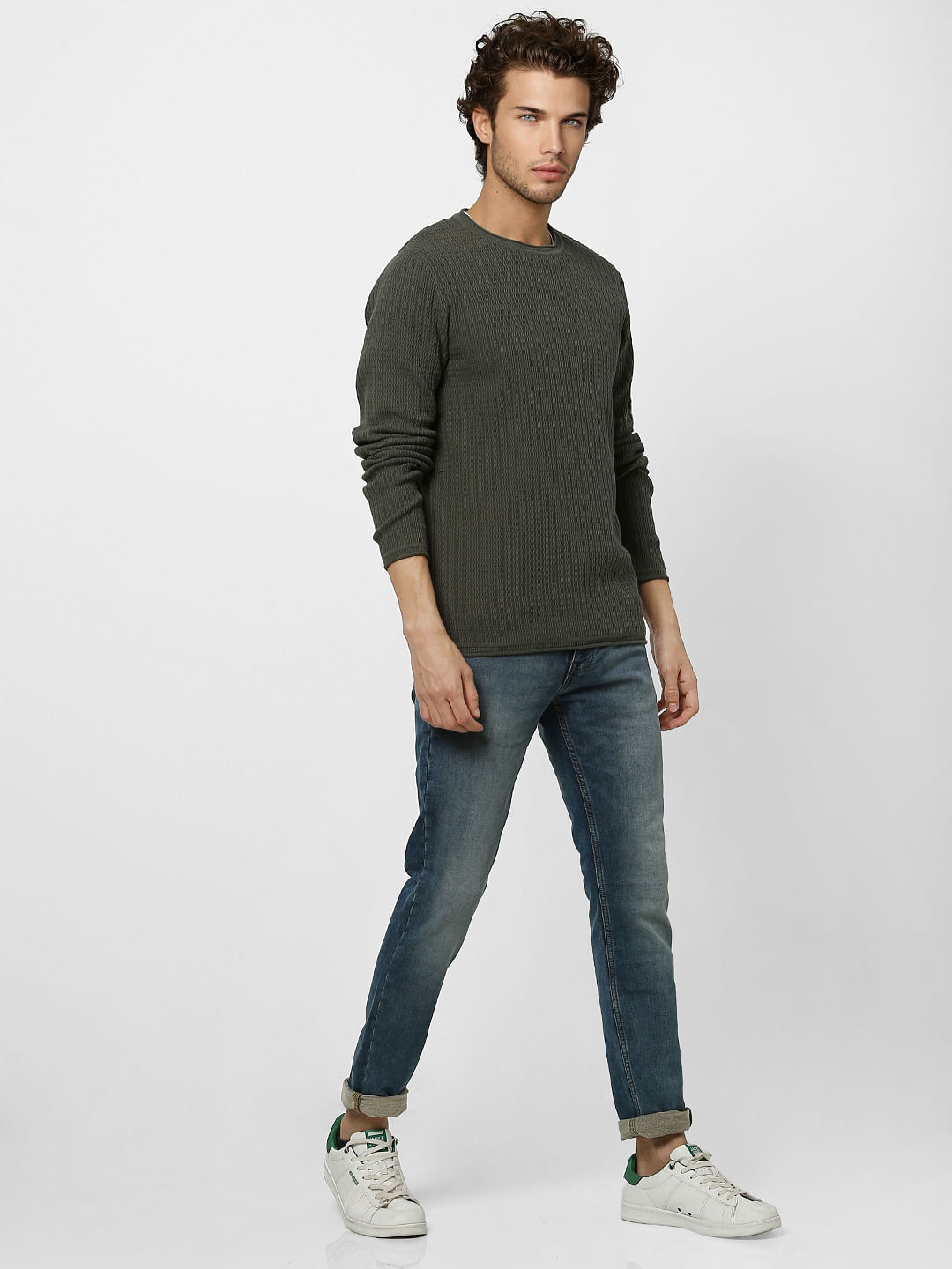 Dark Grey Textured Knit Pullover