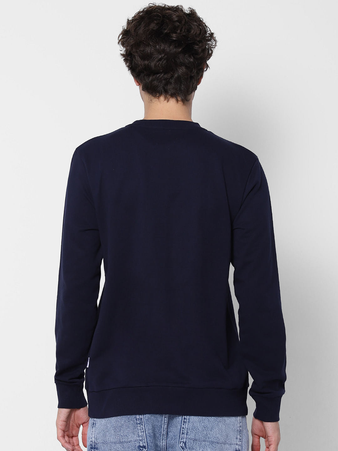Navy Blue Logo Print Sweatshirt