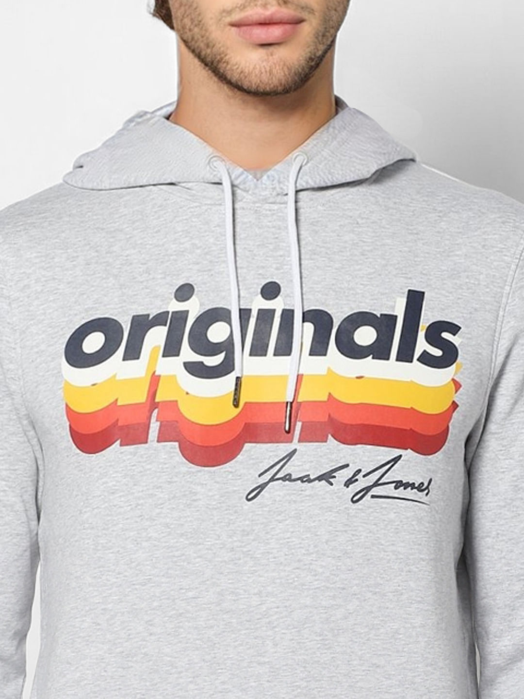 Grey Logo Print Hooded Sweatshirt