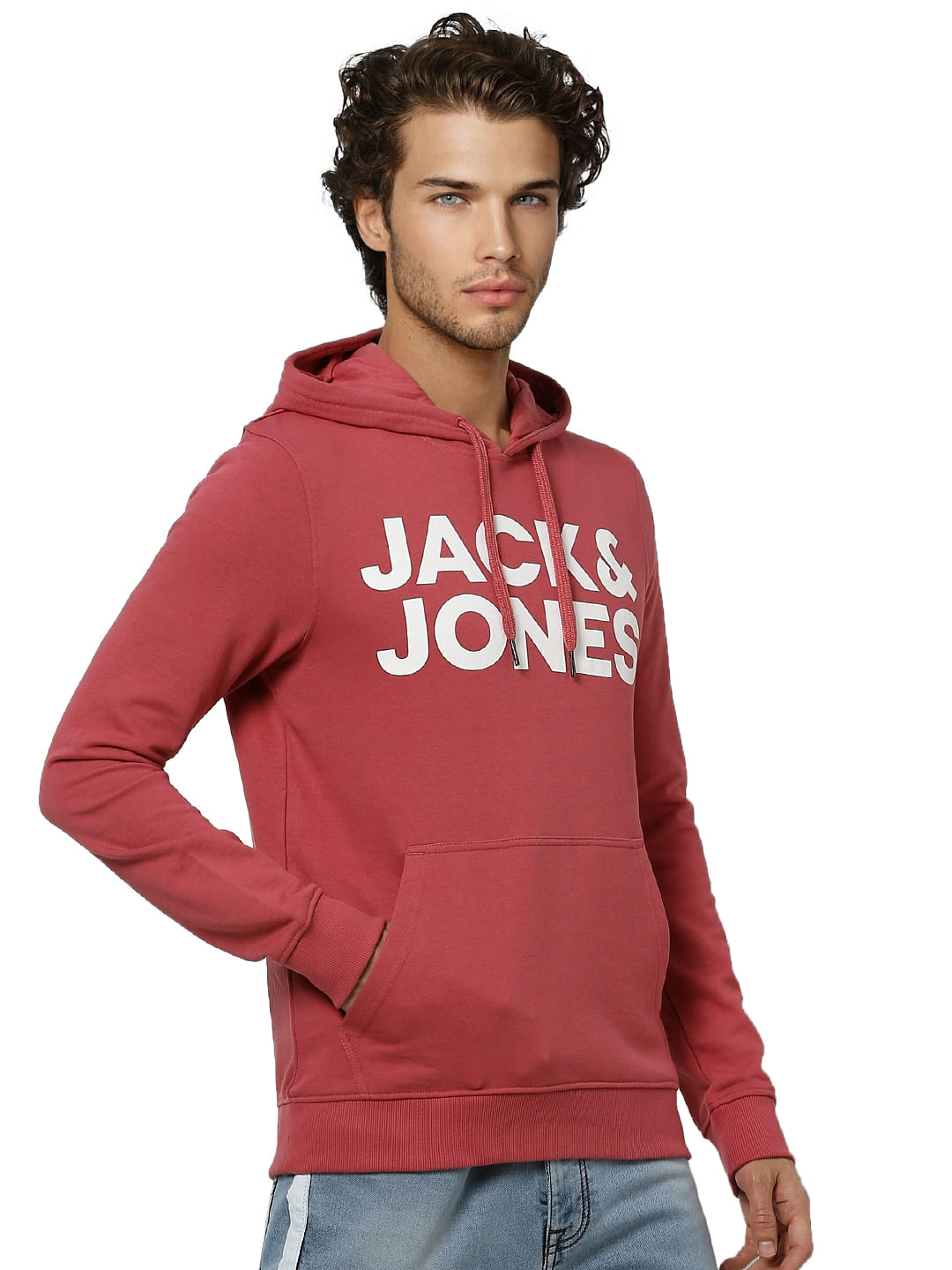 Red Logo Print Hooded Sweatshirt