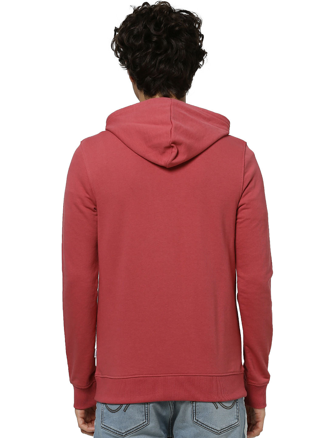 Red Logo Print Hooded Sweatshirt