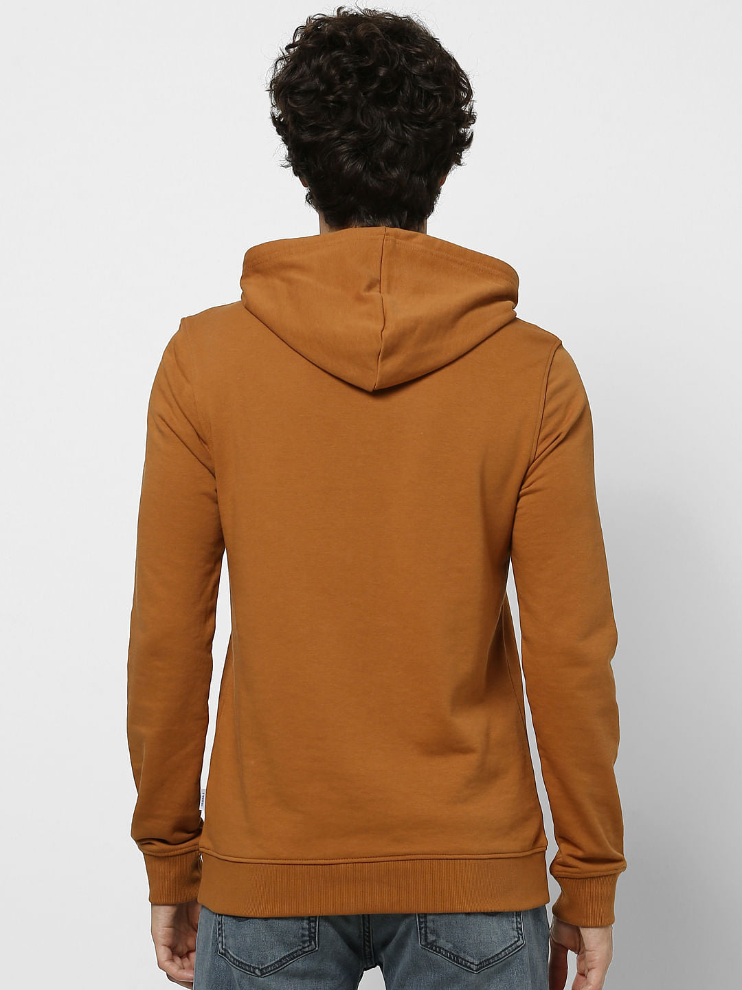 Brown Hooded Logo Print Sweatshirt