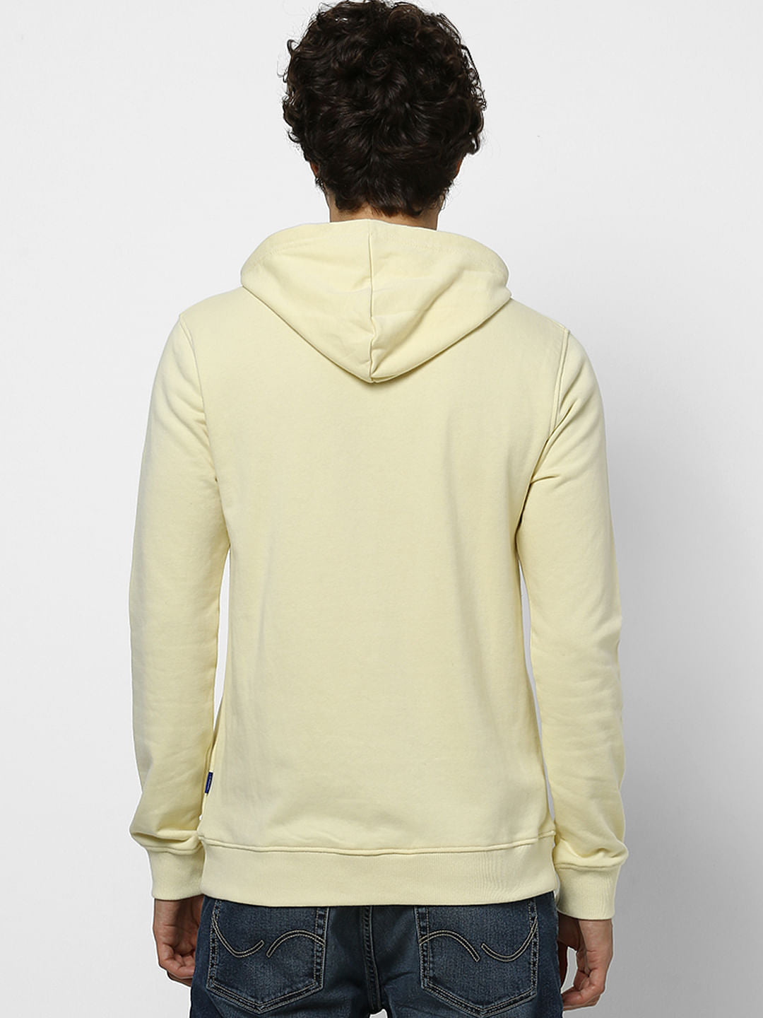 Yellow Hooded Logo Print Sweatshirt