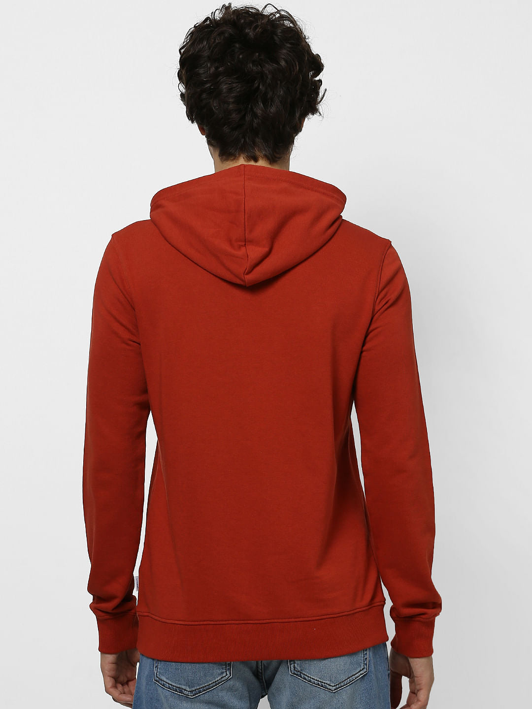 Red Hooded Logo Print Sweatshirt