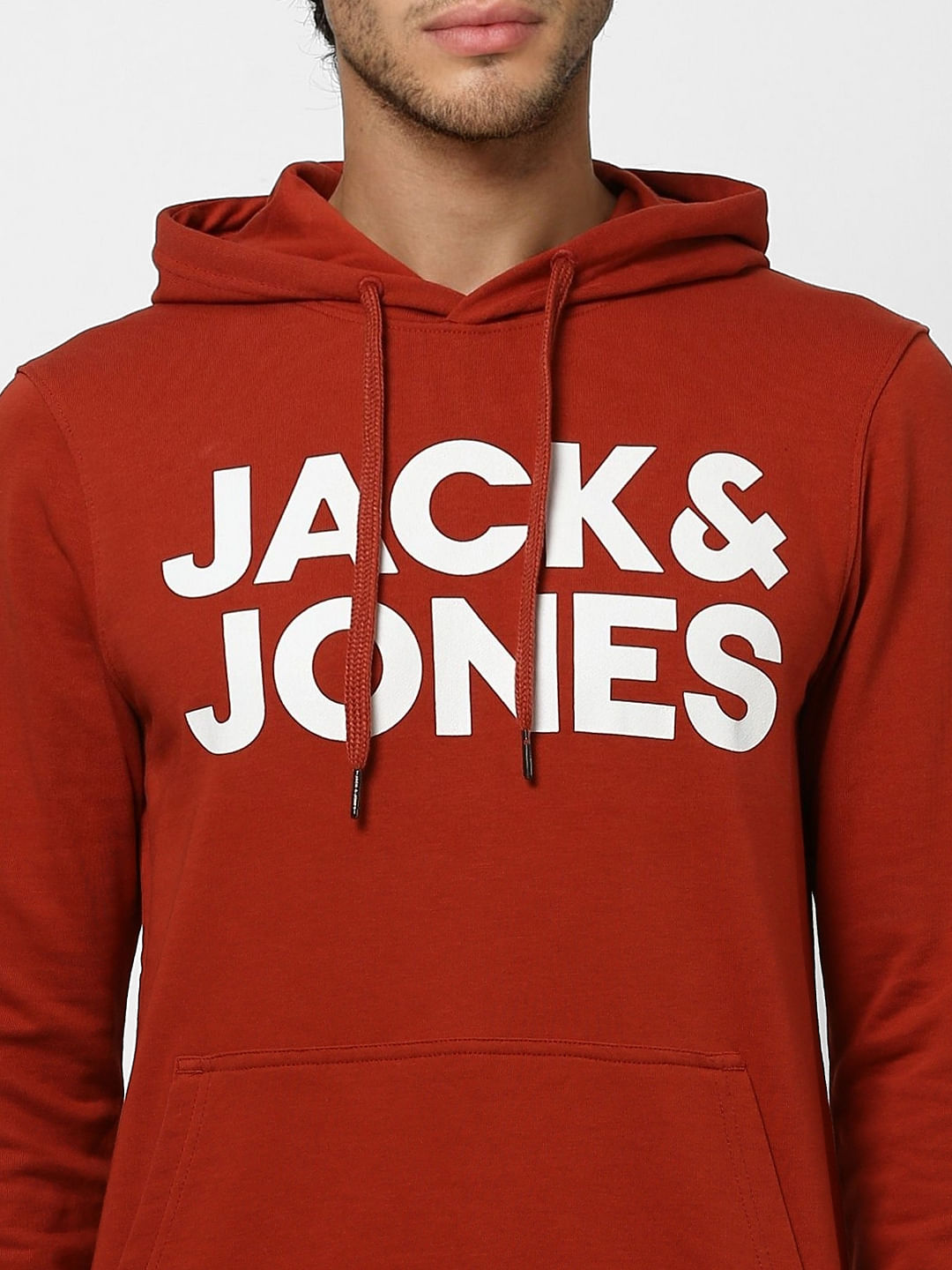 Red Hooded Logo Print Sweatshirt