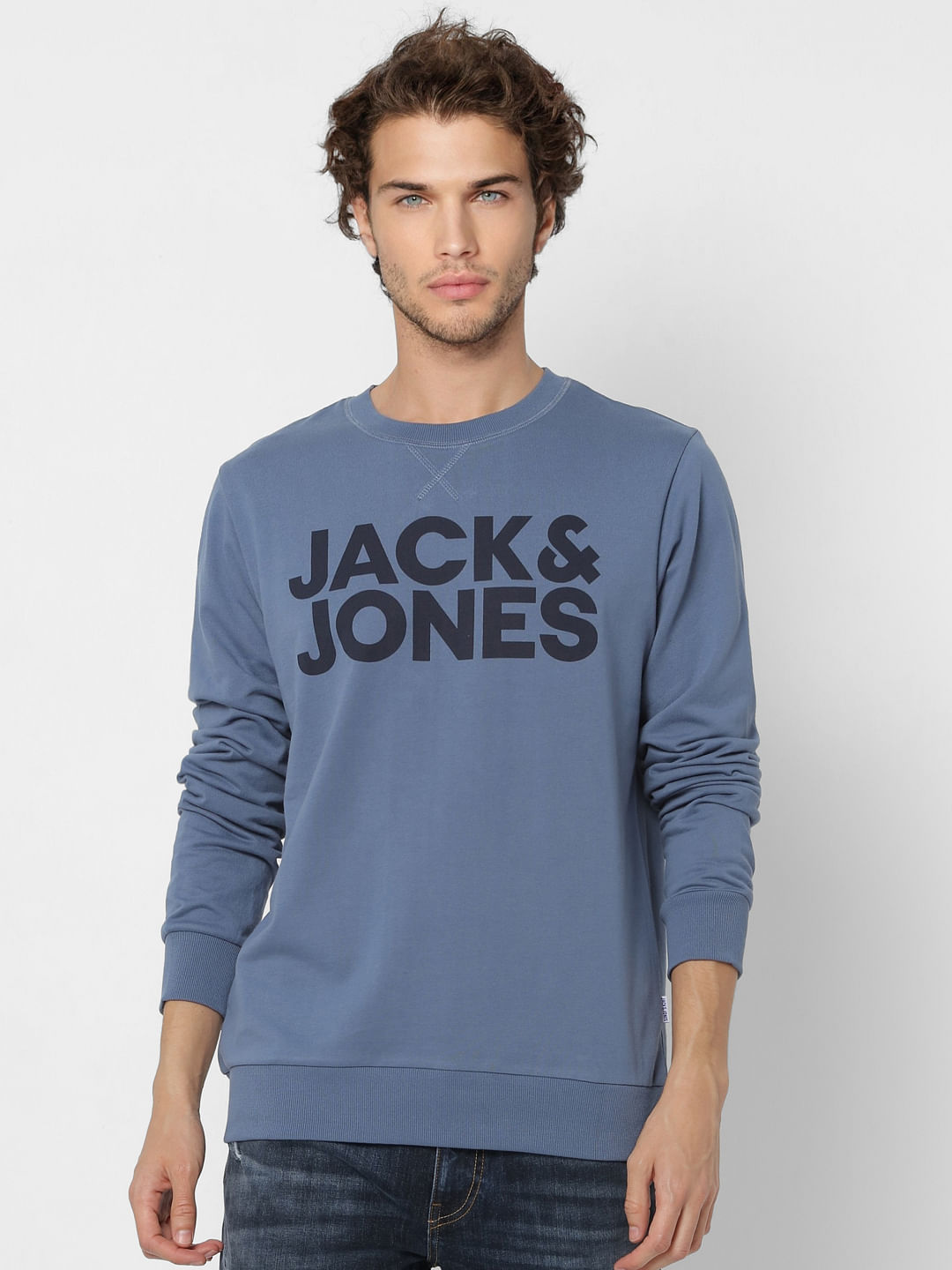 Blue Logo Print Sweatshirt