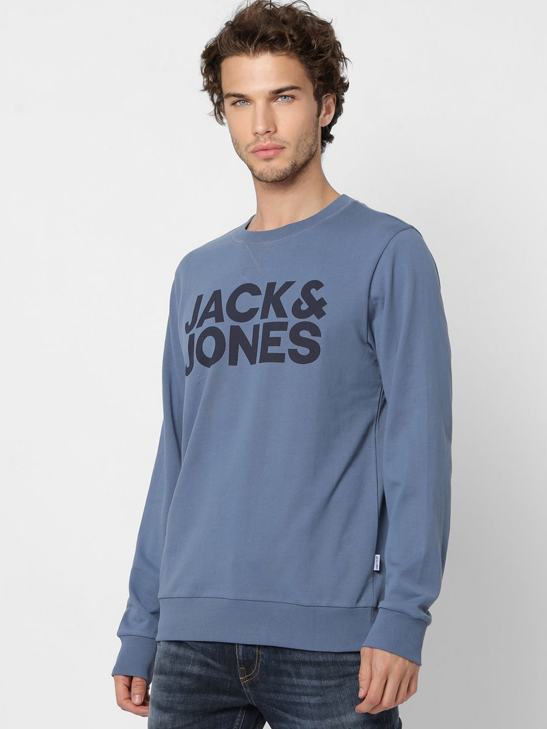 Blue Logo Print Sweatshirt