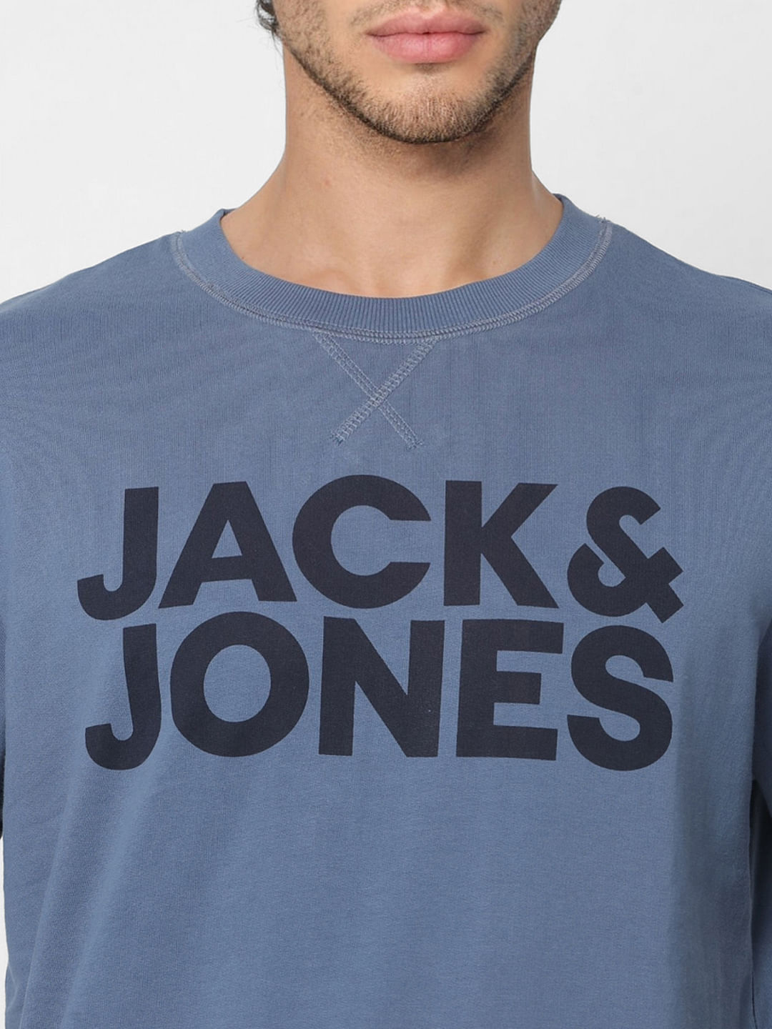 Blue Logo Print Sweatshirt