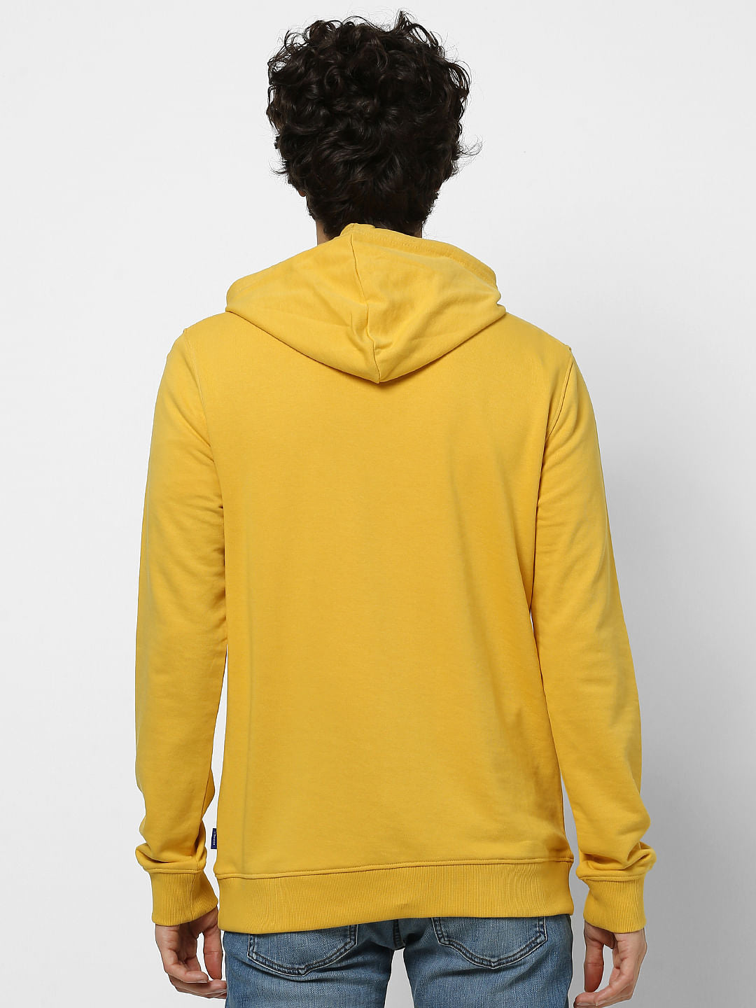 Yellow Hooded Logo Print Sweatshirt