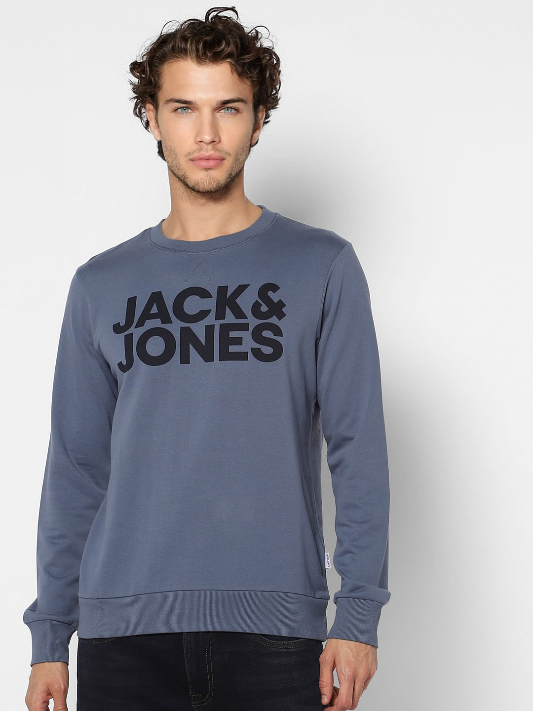 Blue Logo Print Sweatshirt