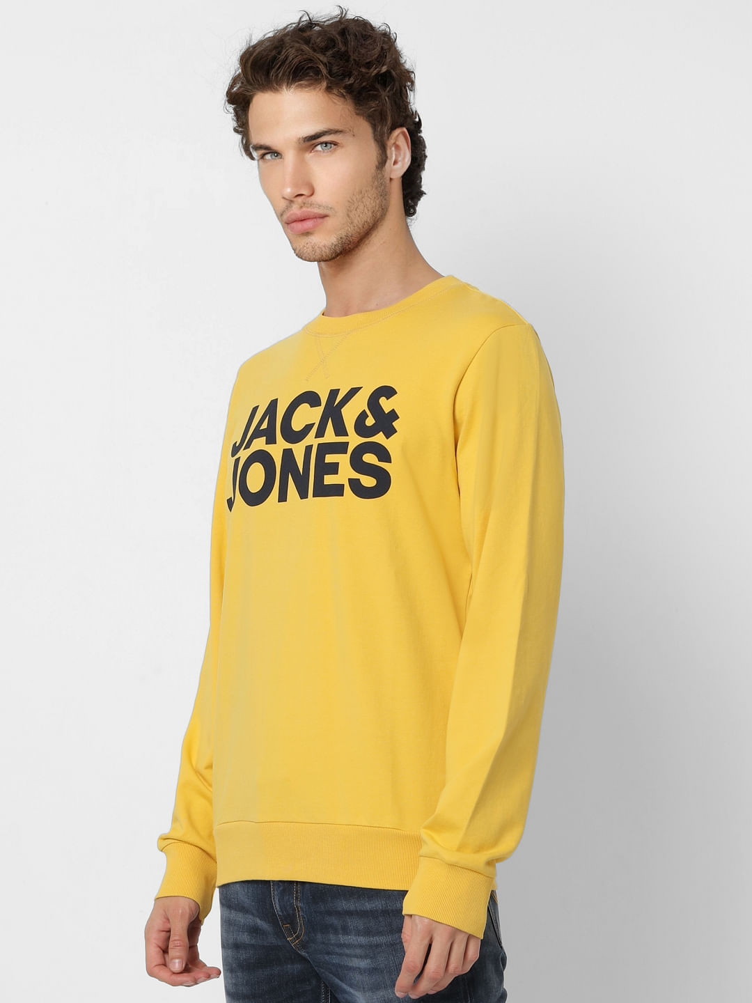 Yellow Logo Print Sweatshirt