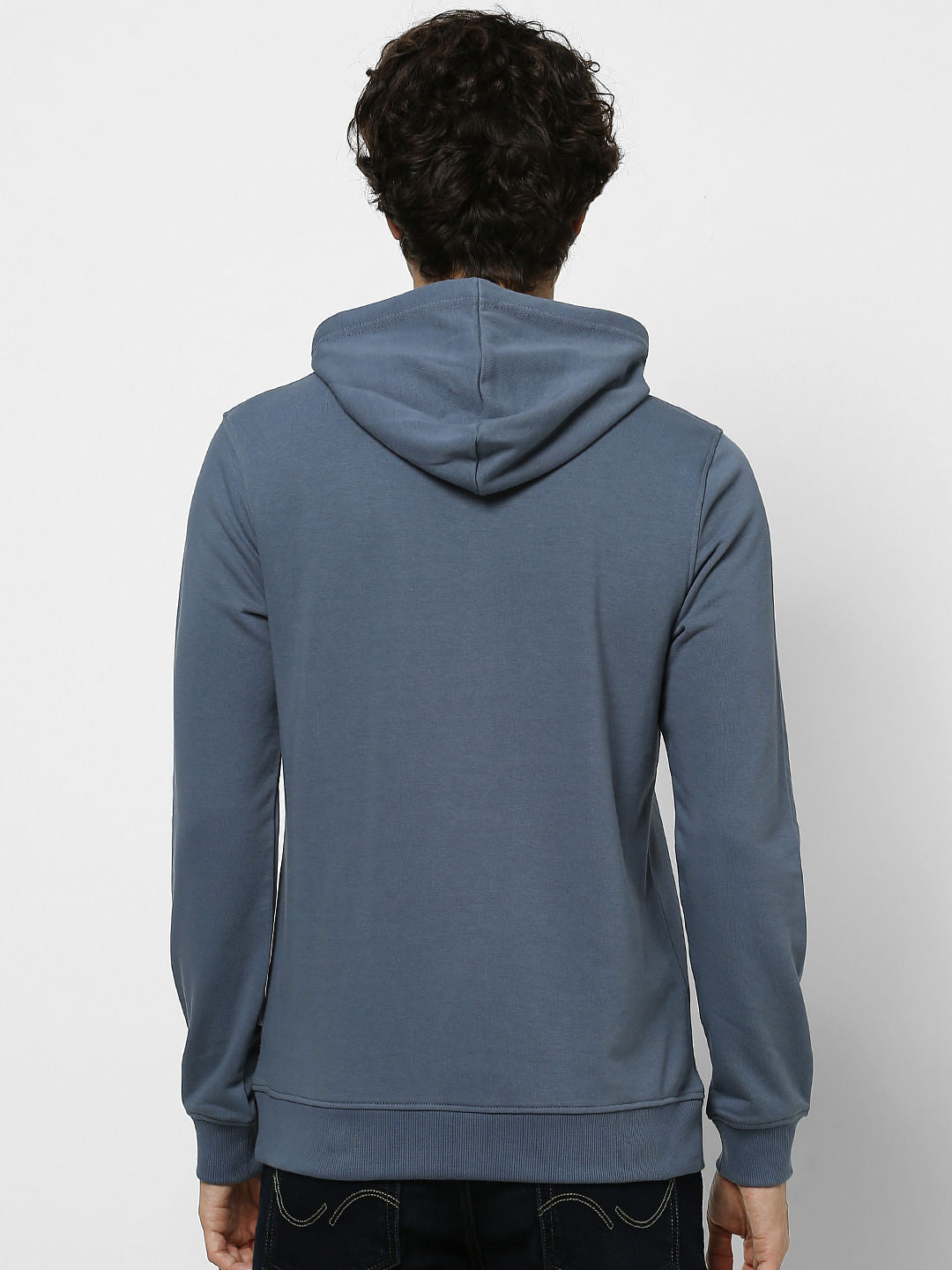 Blue Logo Print Hooded Sweatshirt