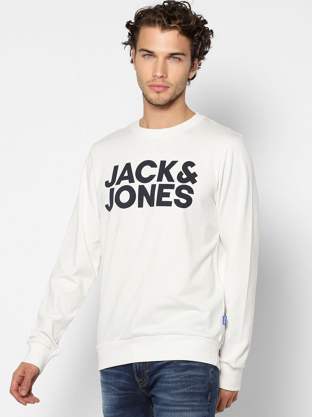 White Hooded Logo Print Sweatshirt