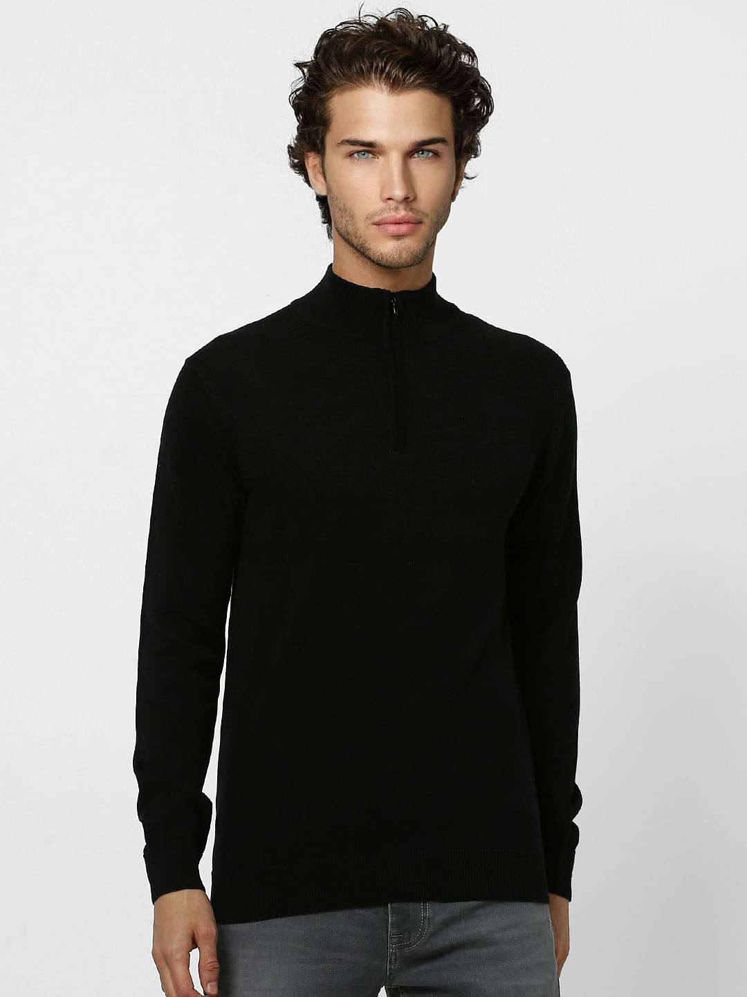 Black High Neck Cardigan