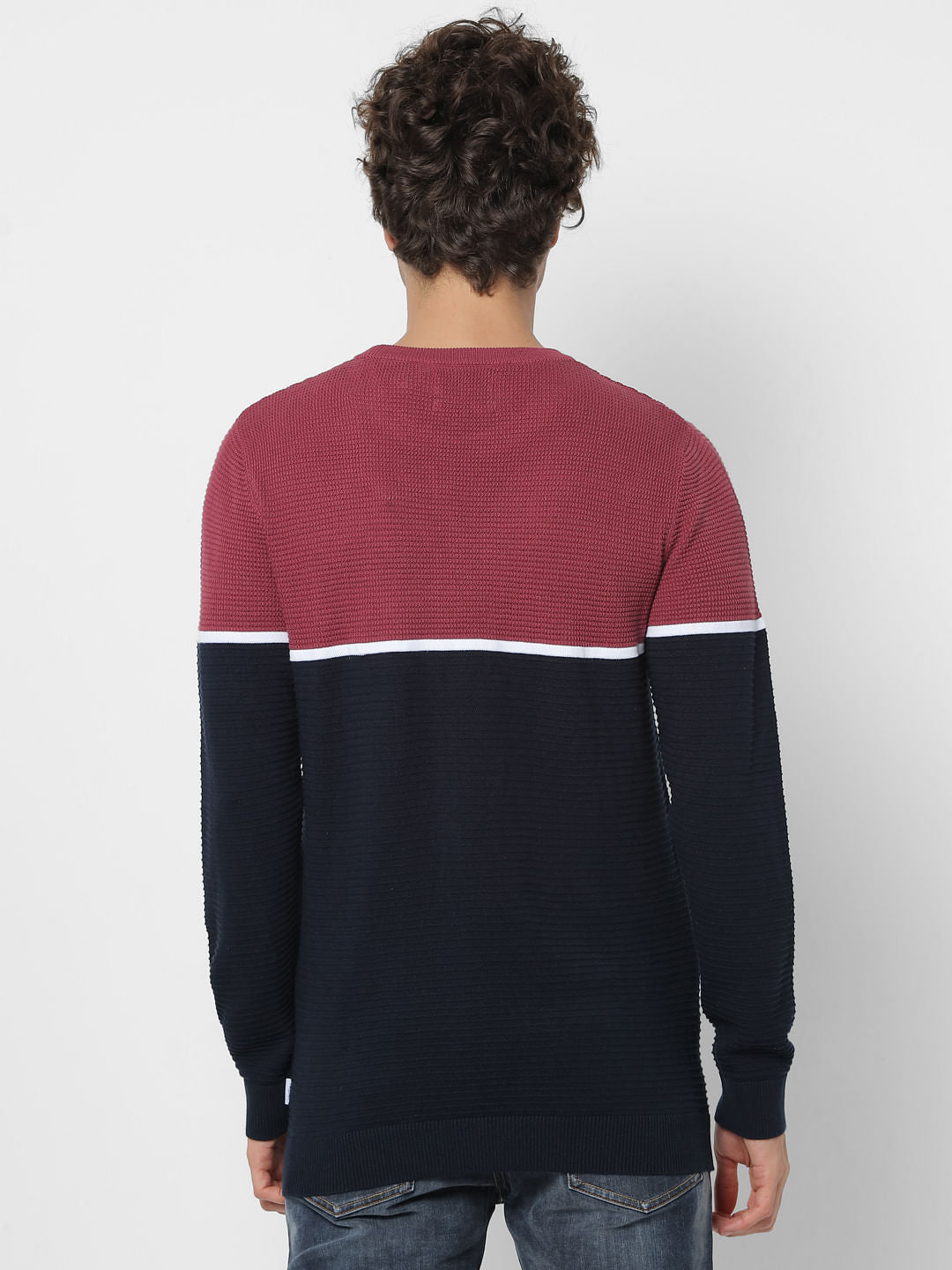 Red Colourblocked Pullover