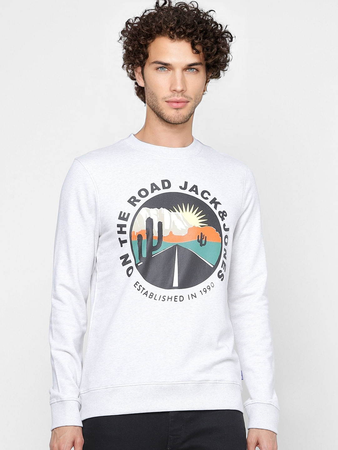 White Graphic Print Sweatshirt