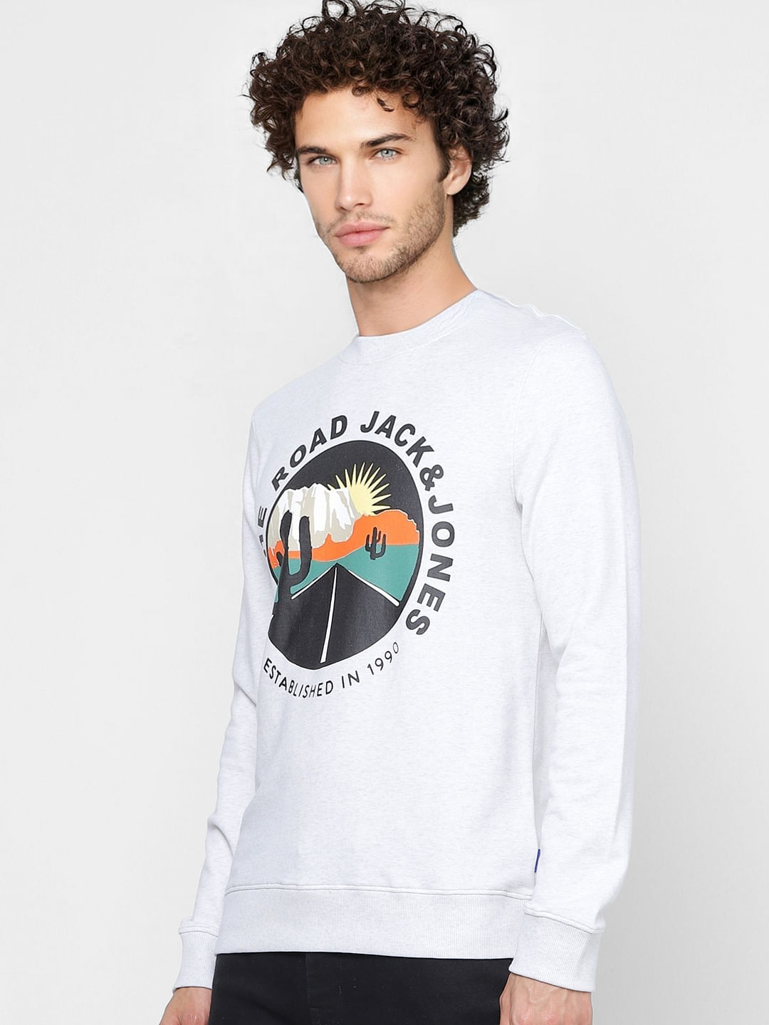White Graphic Print Sweatshirt