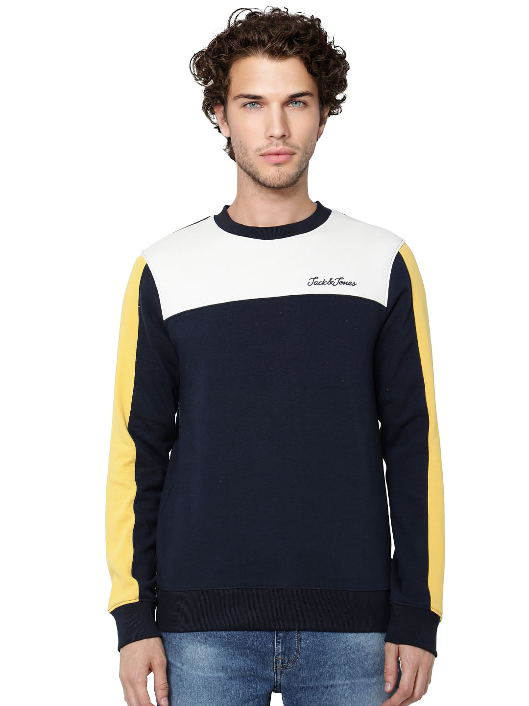 Blue Colourblocked Pullover