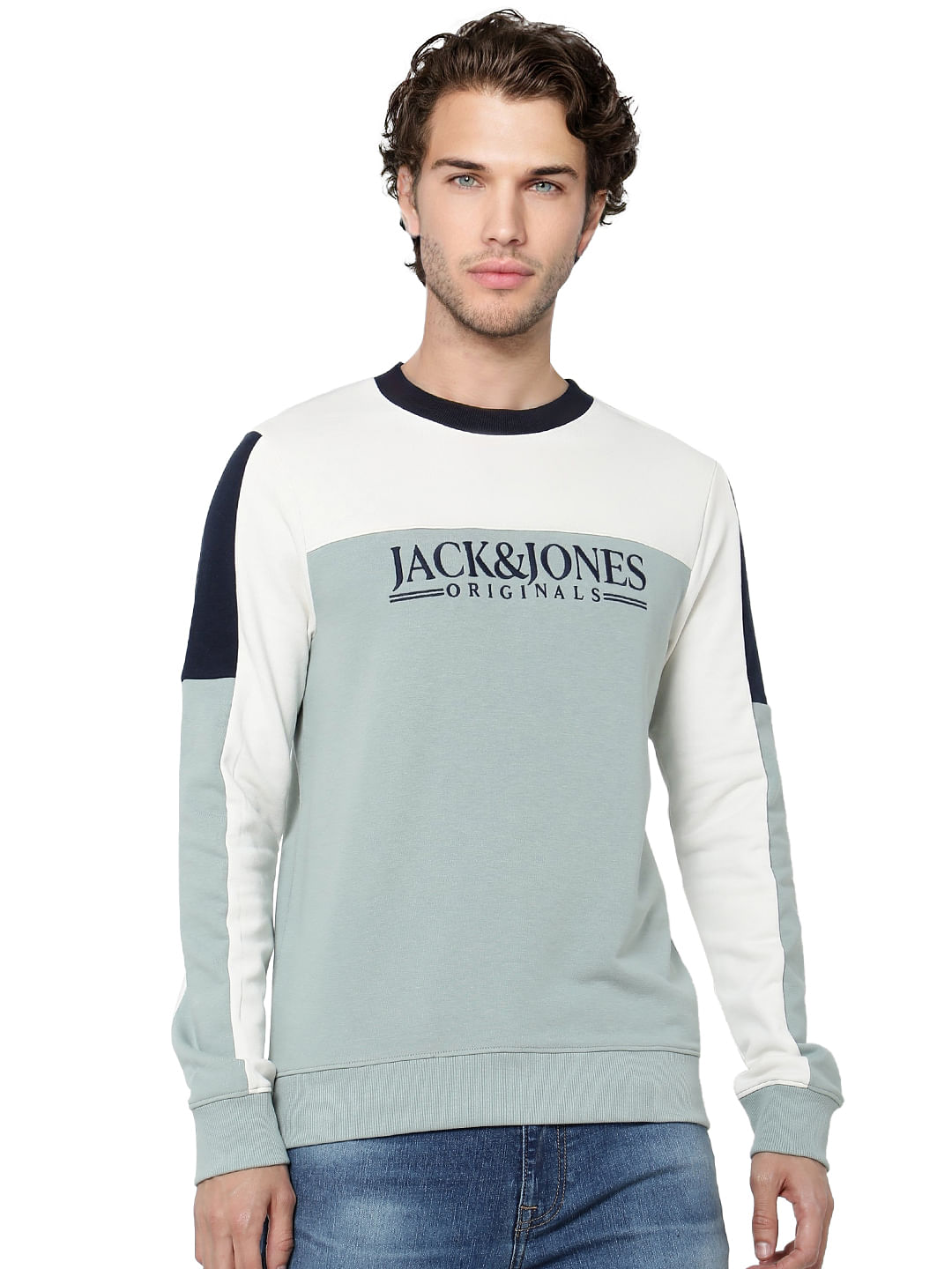 Blue Colourblocked Pullover