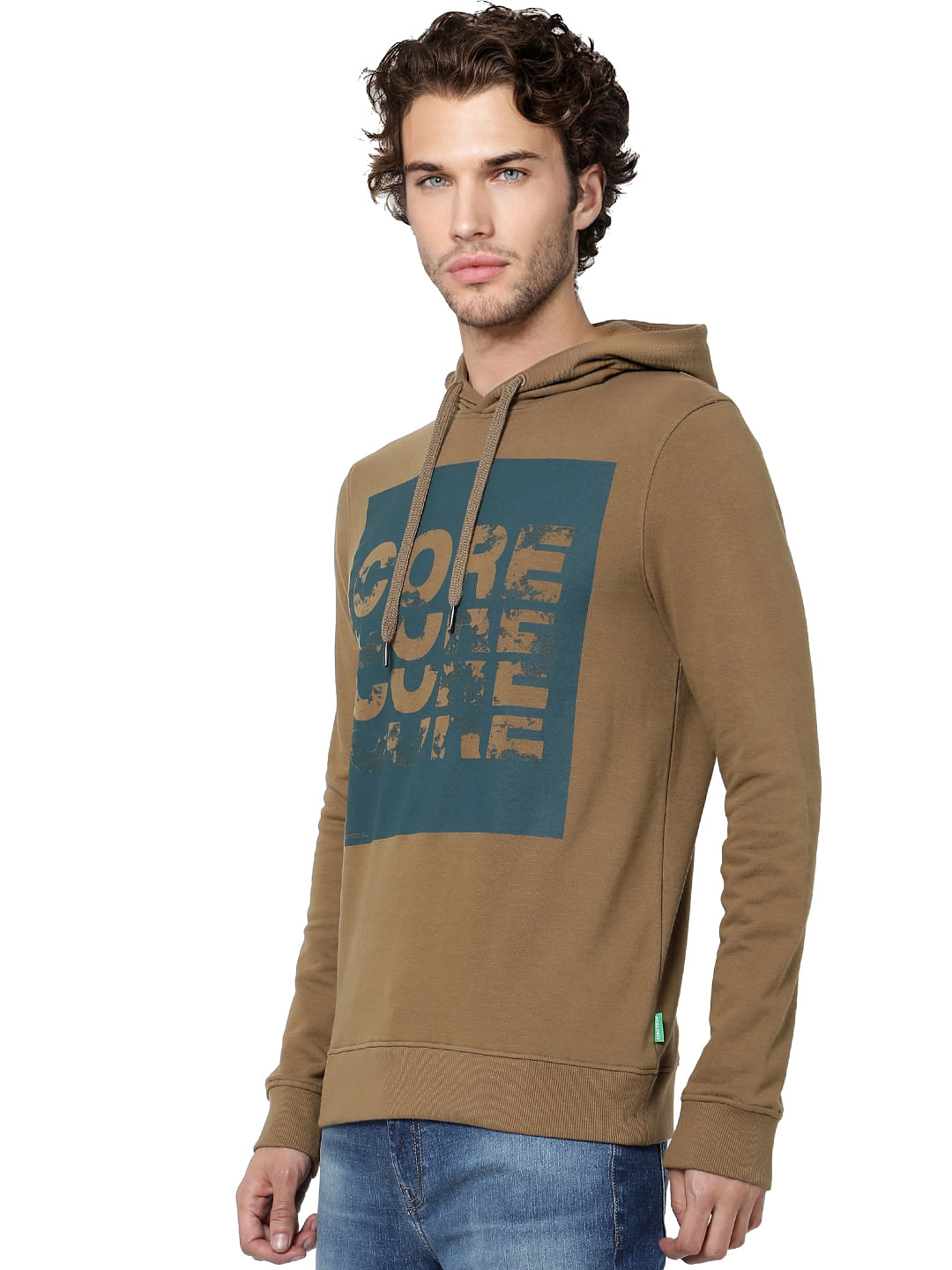 Brown Logo Print Hooded Sweatshirt