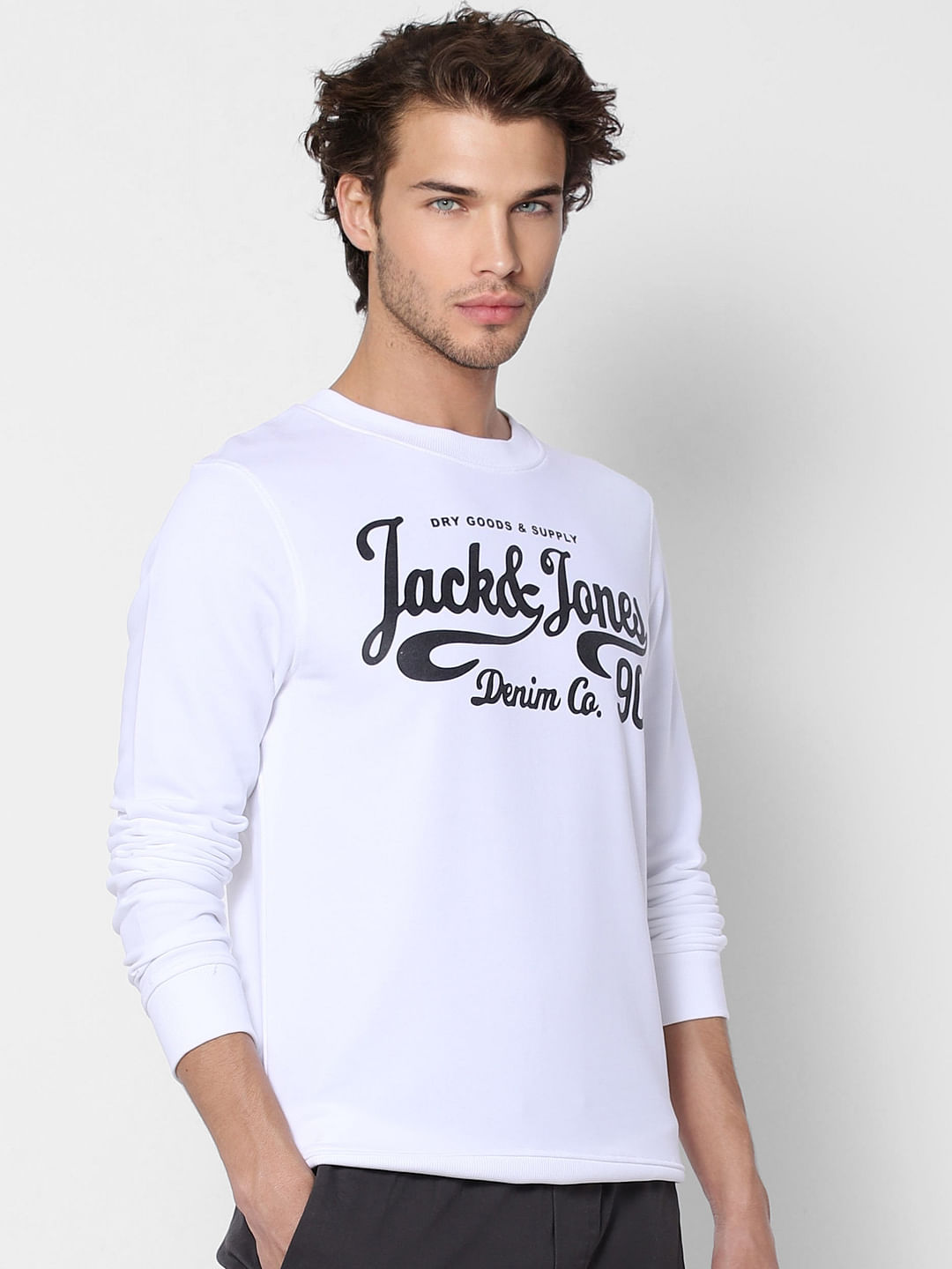 White Logo Print Sweatshirt